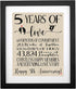 5 Years of Love Burlap Print with Frame